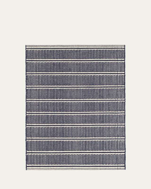 Archer Navy Handwoven Cotton Rug, 9' x 12'